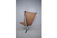 Vintage chrome frame high back falcon chair in tan leather
