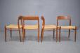 Set of 6 refurbished teak frame model 75 dining chairs designed by Niels Moller