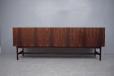 Long sideboard in vintage rosewood with sliding tambour doors - Rosengren Hansen design - view 9