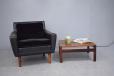 Vintage black leather & velvet armchair on rosewood legs - view 10