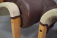 1985 production armchair with matching footstool in brown leather