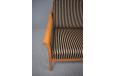 Modern Danish design 3 seater with striped upholstery and slim frame in cherry - view 9