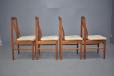 Set of 4 teak frame dining chaors with original cream wool upholstered seats