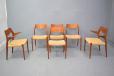 Vintage teak set of 6 dining chairs with woven papercord seats by niels moller