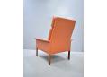 Elegant solid timber legs and original leather upholstery on Hans Olsen design chair 