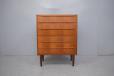 1960s Design chest of drawers in teak with carved lip handles - view 3