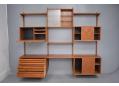 Teak 3 section CADO-system designed comprising mix of cabinet and shelves