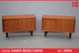 Pair of vintage teak bedside cabinets with sliding doors - view 1