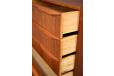 Midcentury danish chest of 8 drawers in vintage teak with carved pull lip handles for sale