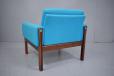 Hans Wegner vintage rosewood armchair with blue fabric upholstery  - view 9
