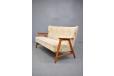 Vintage teak 2 seater sofa with oak frame and teak armrests for sale
