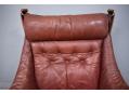 Cognac leather armchair. Model Falcon made by RYBO, Norway.