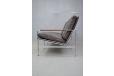Vintage chrome frame 3 seater sofa model FK6720 in brown leather 