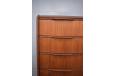 Vintage teak 5 drawer bow fronted chest of drawers  - view 6