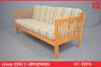 Erik O Jorgensen 2 seat sofa with beech showframe and striped upholstery - view 1