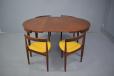 Midcentury Hans Olsen design set of 4 dining chairs with extending round dining table