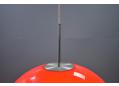 Double shade pendant light in red & orange colour plastic made in Denmark.