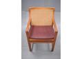 Danish design armchair with woven cane back & leather seat.