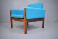 Hans Wegner vintage rosewood armchair with blue fabric upholstery  - view 7