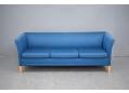 3 seat midcentury design sofa with Chess Royal fabric upholstery.