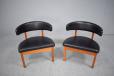 Armchairs with original black leather designed 1961 by Borge Mogensen for sale 