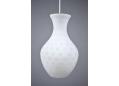 Vase-shaped glass shades on asymmetrical drop pendant light