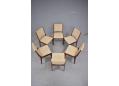 Stylish Danish design dining chairs with gently curved high back support.