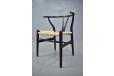 CH23 dining chair in black laquer with new woven papercord