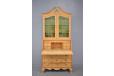 Solid light oak bureau | Glass door top cupboard - view 2