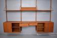 Vintage teak 3 bay modular shelving system designed in 1953 by Prebend Sorensen