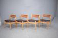 Set of 4 vintage oak frame dining-chairs with teak back and leather seat