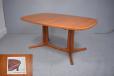 Teak dining table with oval top and 2 self-stored leaves made by GUDME MOBELFABRIK 