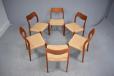 J L Moller teak dining chairs, set of 6 with NEW papercord woven seats 