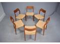 J L Moller teak dining chairs, set of 6 with NEW papercord woven seats 