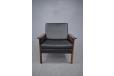 Vintage rosewood armchair with black leather upholstery - view 2