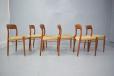 J L Mollers Mobelfabrik production vintage teak set of 6 model 75 chairs