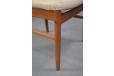 High back teak frame dining chairs with origninal cream wool upholstered seats
