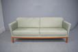 Modern danish 2 seat sofa in pale grey leather upholstery  - view 10