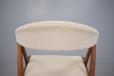 Model 31 vintage dining chair in beige alacantara upholstery.