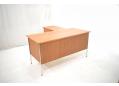 Teak office desk with chrome legs & drawer storage.