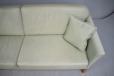 Modern danish 2 seat sofa in pale grey leather upholstery  - view 7
