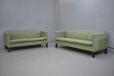 Small Danish design 2 seater sofa with box frame and green upholstery