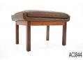 Rosewood ottoman / foot stool | Brown leather