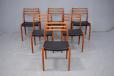 Vintage teak and black vinyl upholstered dining chairs produced by J L Mollers Mobelfabrik, 1962