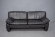 Modern black leather 2 seater sofa with zip cushions - view 3
