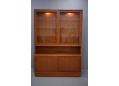 Carlo Jensen design teak display wall unit with glass doors & shelves by Hundevad. SOLD