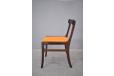 Bright orange wool seat fabric is new and contrasts the dark wood frame perfectly
