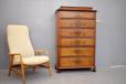 Antique 1850s Danish Master Cabinetmaker 6-Drawer Chest in Solid Mahogany & Burled Walnut