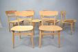 Midcentury Danish design set of 6 light oak dining chairs