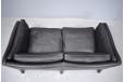 Supportive and comfortable Danish black leather 2 seat sofa.